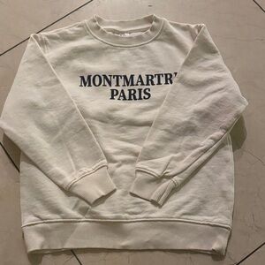 Zara Cream Crewneck Sweater with Black Print